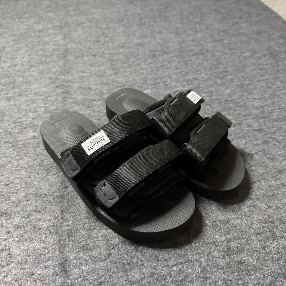 Suicoke MOTO-Cab Black Nylon Double Strap Slide Sandals Womens 7 USW 5 USM
